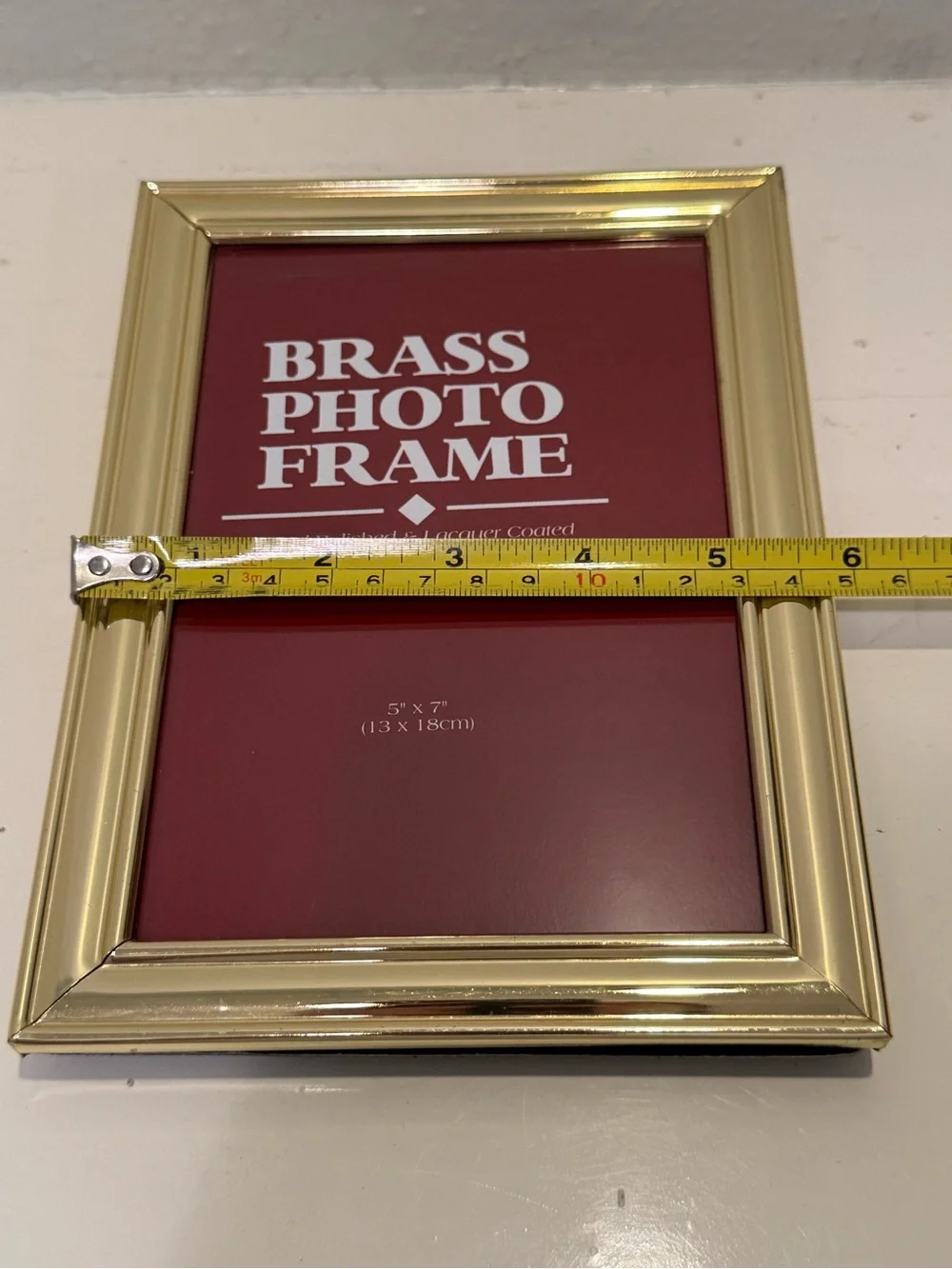 Vintage Brass 5x7 Picture Frame w/ Blue Velvet Backing & Easel